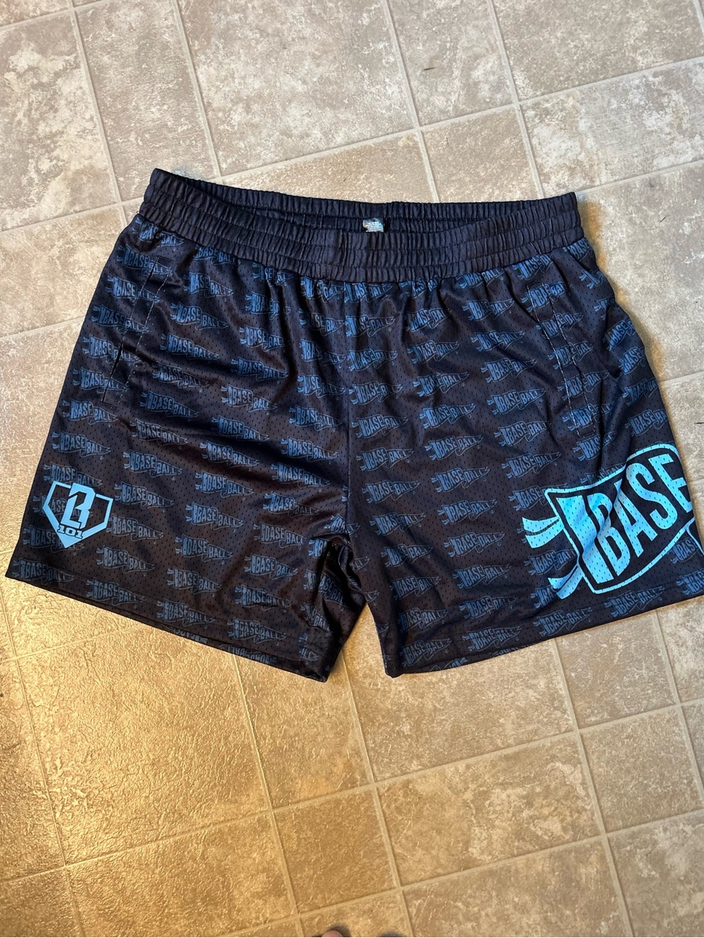 NWT Baseball Lifestyle 101 Black & Teal Performance Men's Shorts